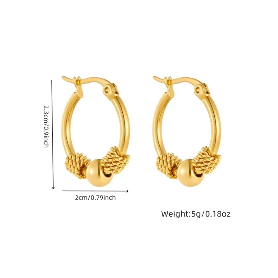 DIEYURO 316L Stainless Steel Golden Hollow Woven Circular Earrings for Women - Fashion Jewelry Gift for Parties 2024