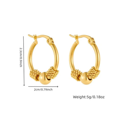 DIEYURO 316L Stainless Steel Golden Hollow Woven Circular Earrings for Women - Fashion Jewelry Gift for Parties 2024