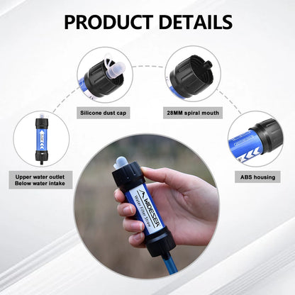 Camping Outdoor Water Purifier 0.01Micron Filtration Portable Reusable Straw Type Use of Highqualitymedical Hollow Fiber