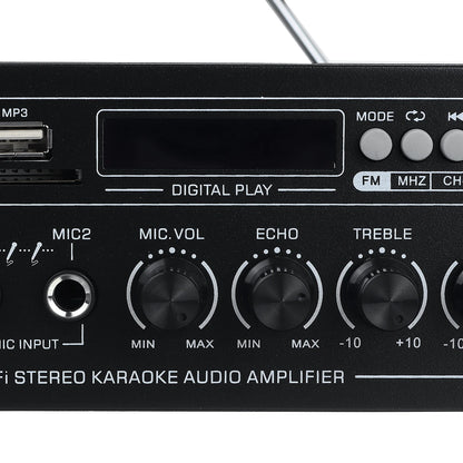 Sunbuck AV-660BT 2000W Bluetooth 5.0 Audio Power Amplifier EQ Stereo AMP Car Home 2CH AUX USB FM Radio