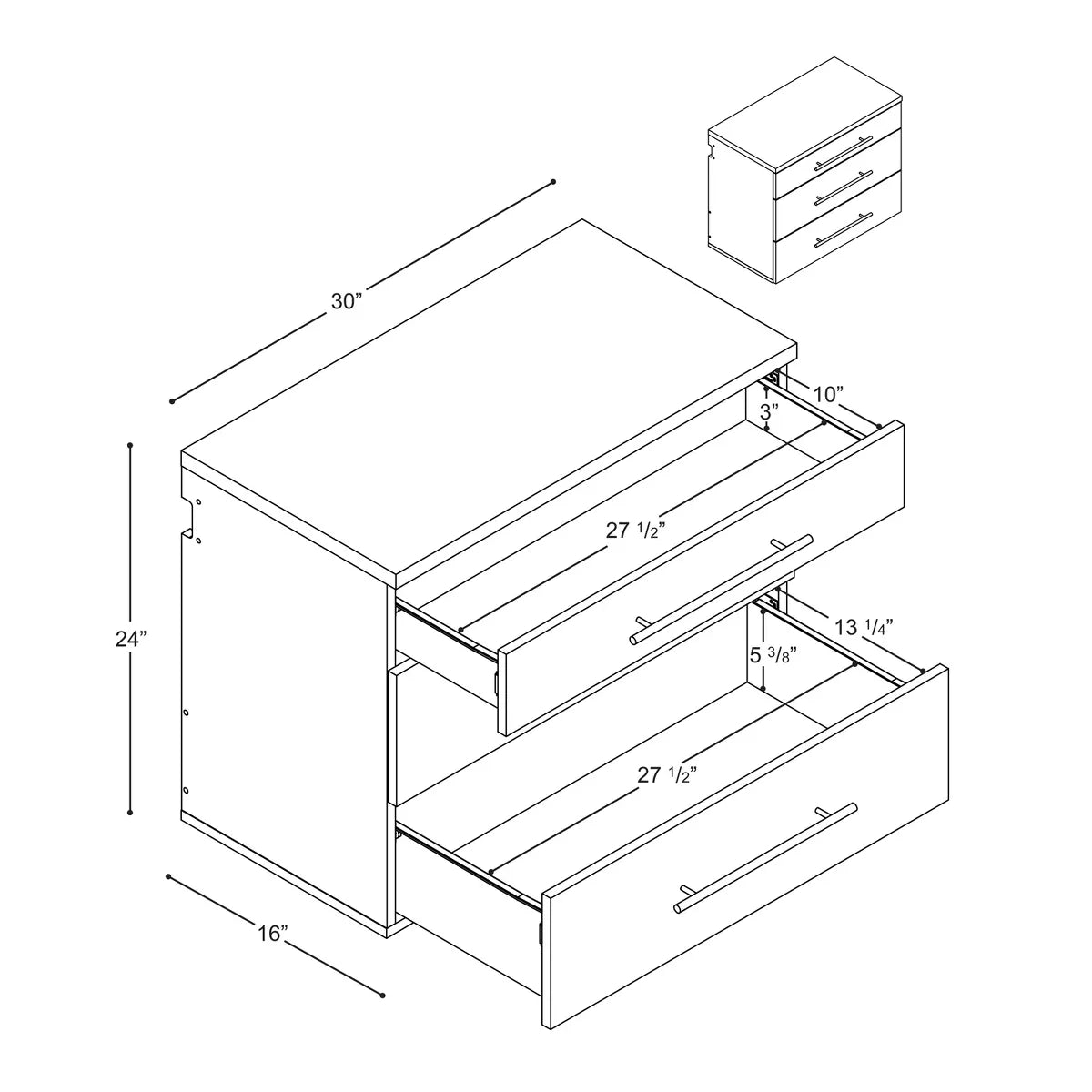 Hangups 3 Drawer Base Storage Cabinet
