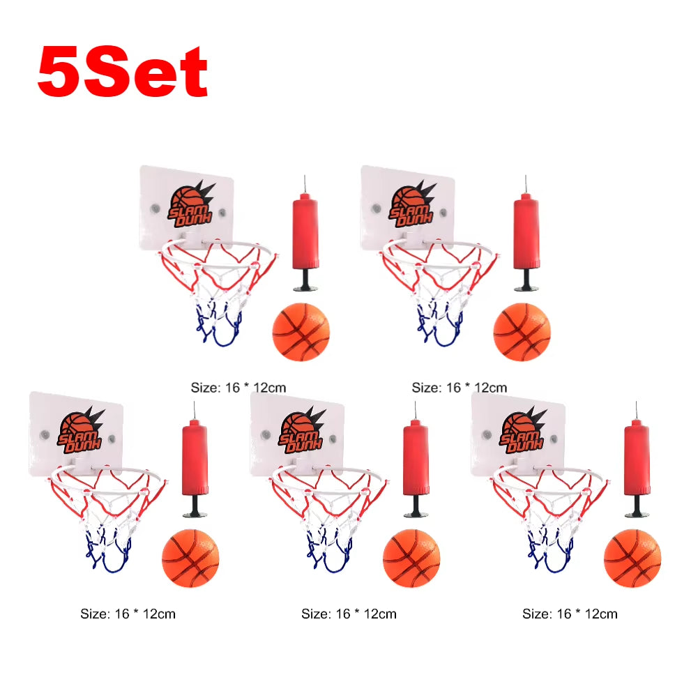 1-5Set Mini Basketball Hoop Set with Ball and Inflatable Kids Funny Game Home Sports Wall Hanging Basket Pump for Indoor Outdoor