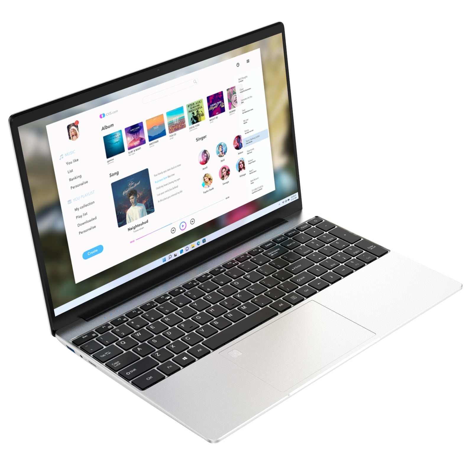 GXMO G156N Laptop Intel Alder Lake-N N95 16GB RAM 512GB SSD 15.6 Inch FHD IPS Screen Fingerprint Unlock Backlit Keyboard 180° Viewing Angle 44.89WH Battery Narrow Bezel Notebook