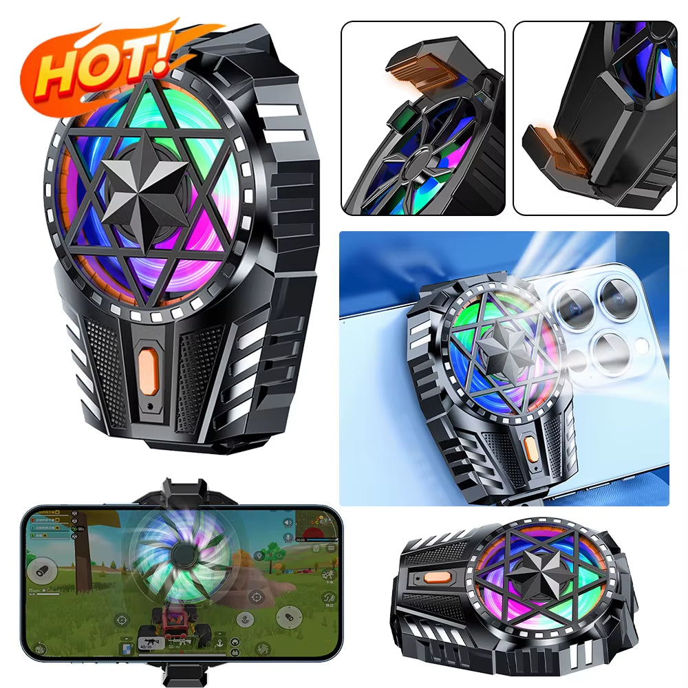 Rechargeable Mobile Phone Game Cooler with Adjustable 3-Speed Back-Clip Fan for Smartphones and Tablets