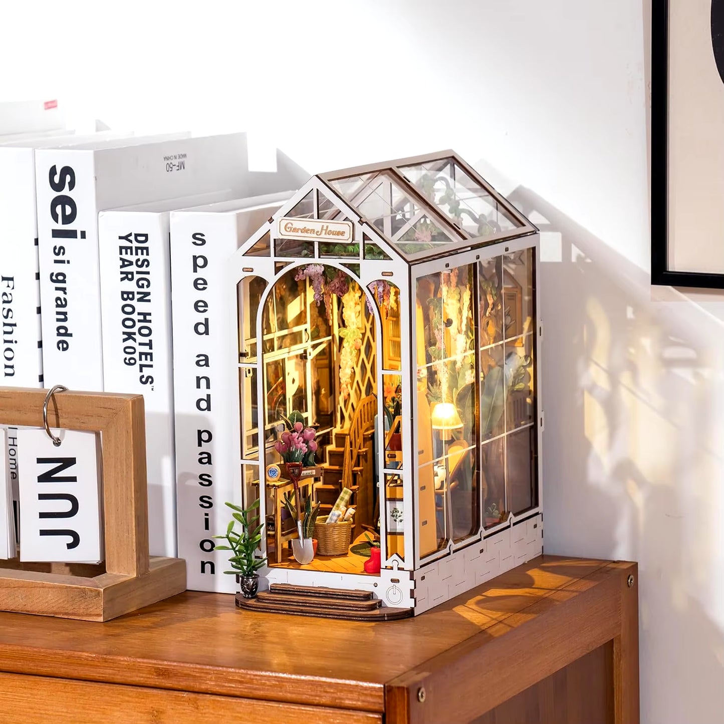 Robotime Rolife DIY Book Nook Wooden Miniature Doll House for Bookshelf Insert Furniture