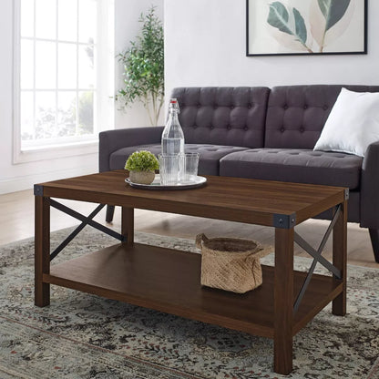 Sophie Rustic Industrial X Frame Coffee Table - Saracina Home