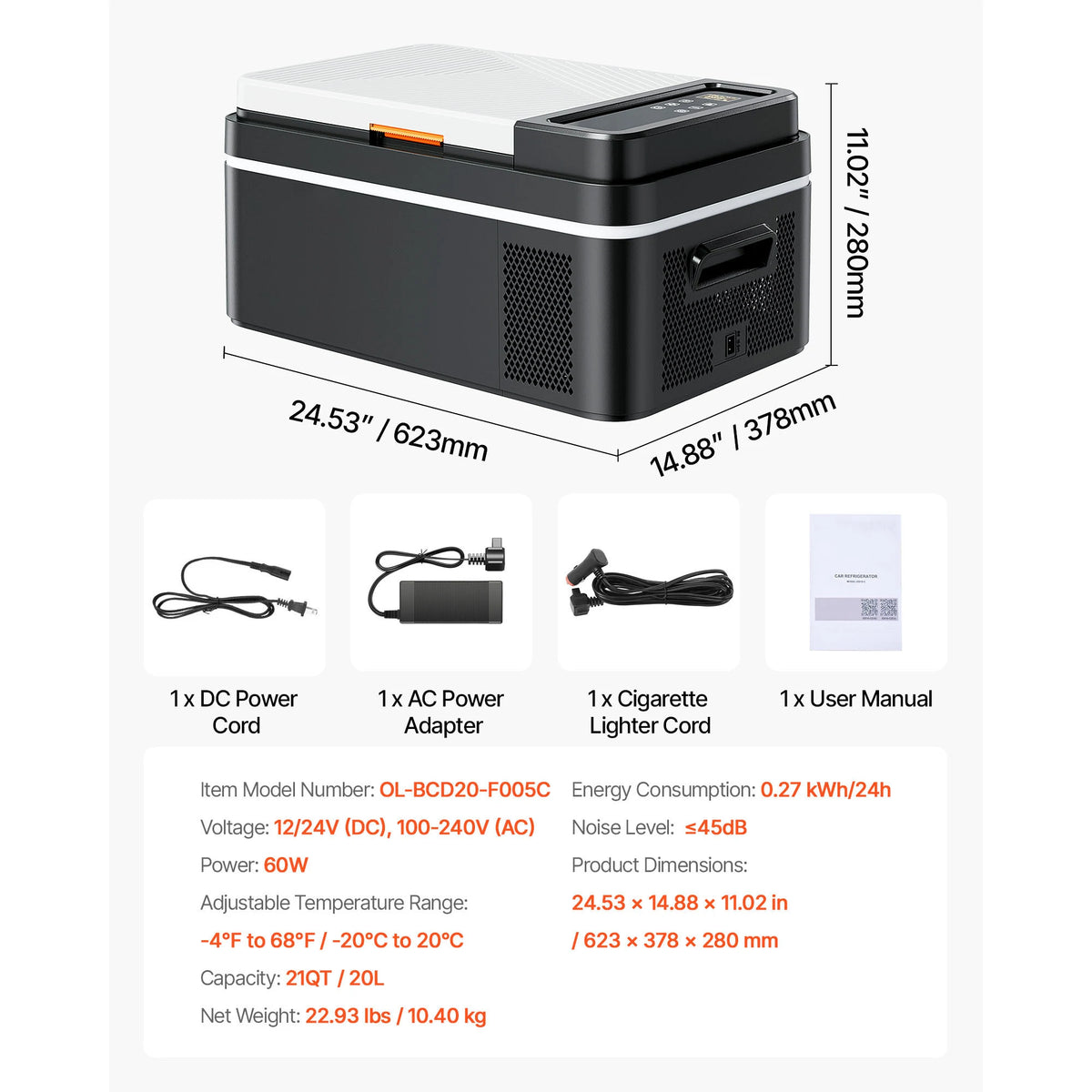 Succebuy Portable Compressor Car Refrigerator and Freezer (15L - 55L) for Camping and Travel, DC 110-240V Ice Box