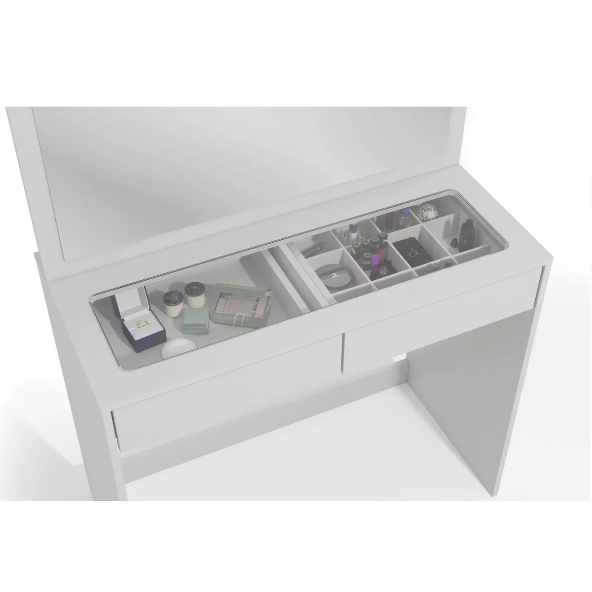 Claire Lighted Makeup Vanity - White