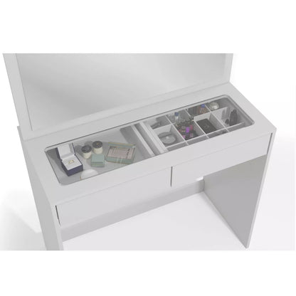 Claire Lighted Makeup Vanity - White