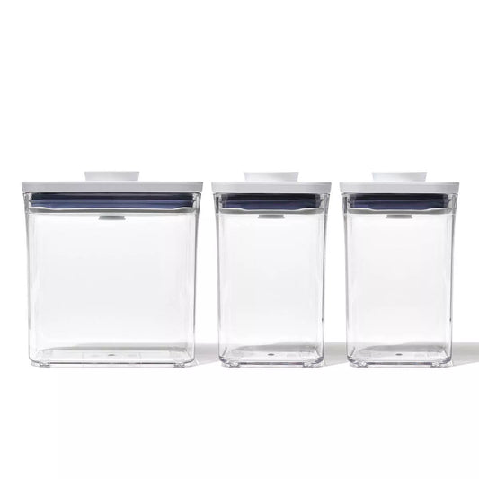 3-Piece BPA-Free Clear Plastic Food Storage Container Set with Airtight Seal, Dishwasher Safe