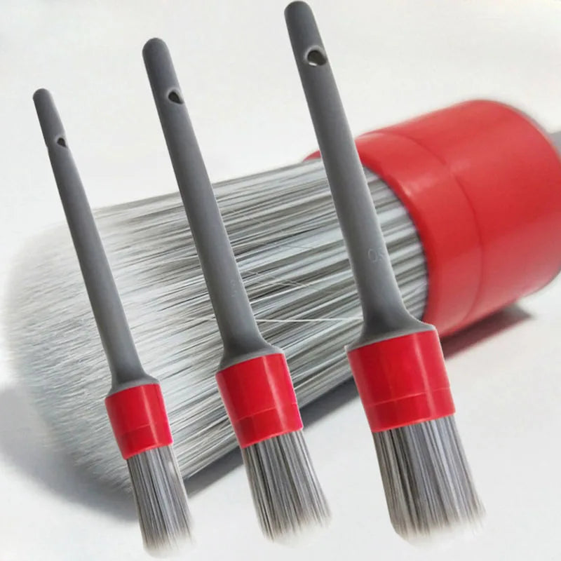 3-Piece Boar Hair Bristle Brush Set for Automotive Exterior and Interior Detailing