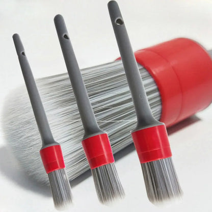 3-Piece Boar Hair Bristle Brush Set for Automotive Exterior and Interior Detailing