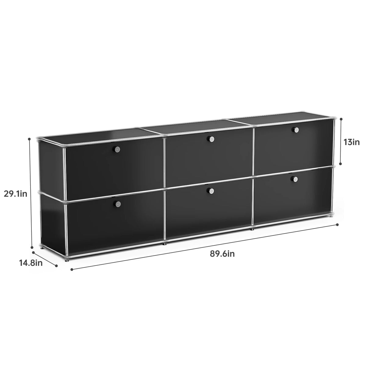 Contemporary Stainless Steel Storage Cabinet and TV Stand for Living Room and Home Office
