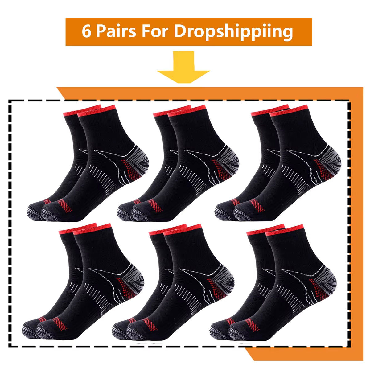 Brothock Athletic Compression Socks - 20-30 mmHg - 3 Pairs for Dropshipping - Nylon Medical Nursing Stockings