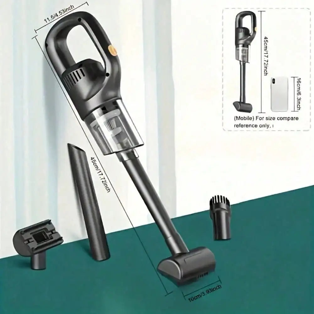 Portable Wireless Handheld Vacuum Cleaner, Car Vacuum Cleaner. Dual Use for Car and Home - Comes with 3 Brush Heads. USB Rechargeable (Includes 1800Mah Lithium Battery). 3100Pa Strong Suction, Detachable Dust Cup. Ergonomic Handle, Compact and Portable