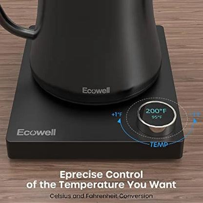 Gooseneck Electric Kettle, Gooseneck Kettle Electric Water Kettle Stainless Steel with Temperature Control, Pour over Kettle for Coffee and Tea, 1200W Quick Heating, 0.8L, Matte Black