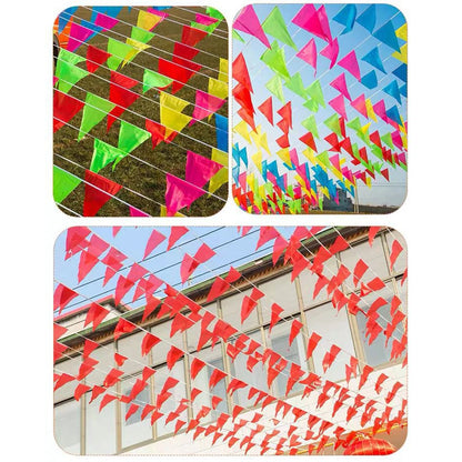 100PCS Colorful Flags Triangular String Flags, Outdoor Opening Festival Celebration, Wedding Thickened Rope Party
