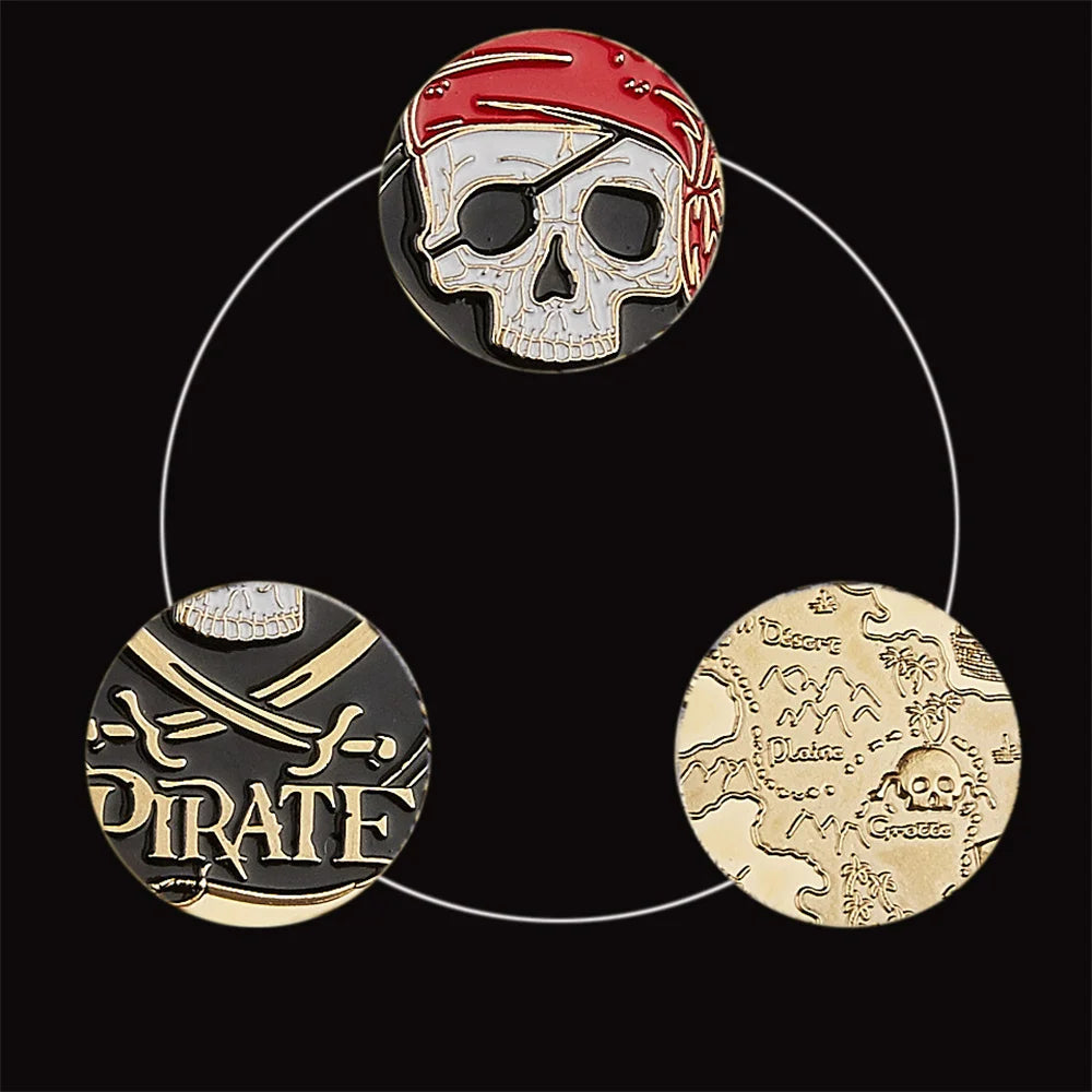 Skull Pirate Ship Gold Treasure Coin Lion of the Sea Running Wild Collectible Vaule Coin Collectible