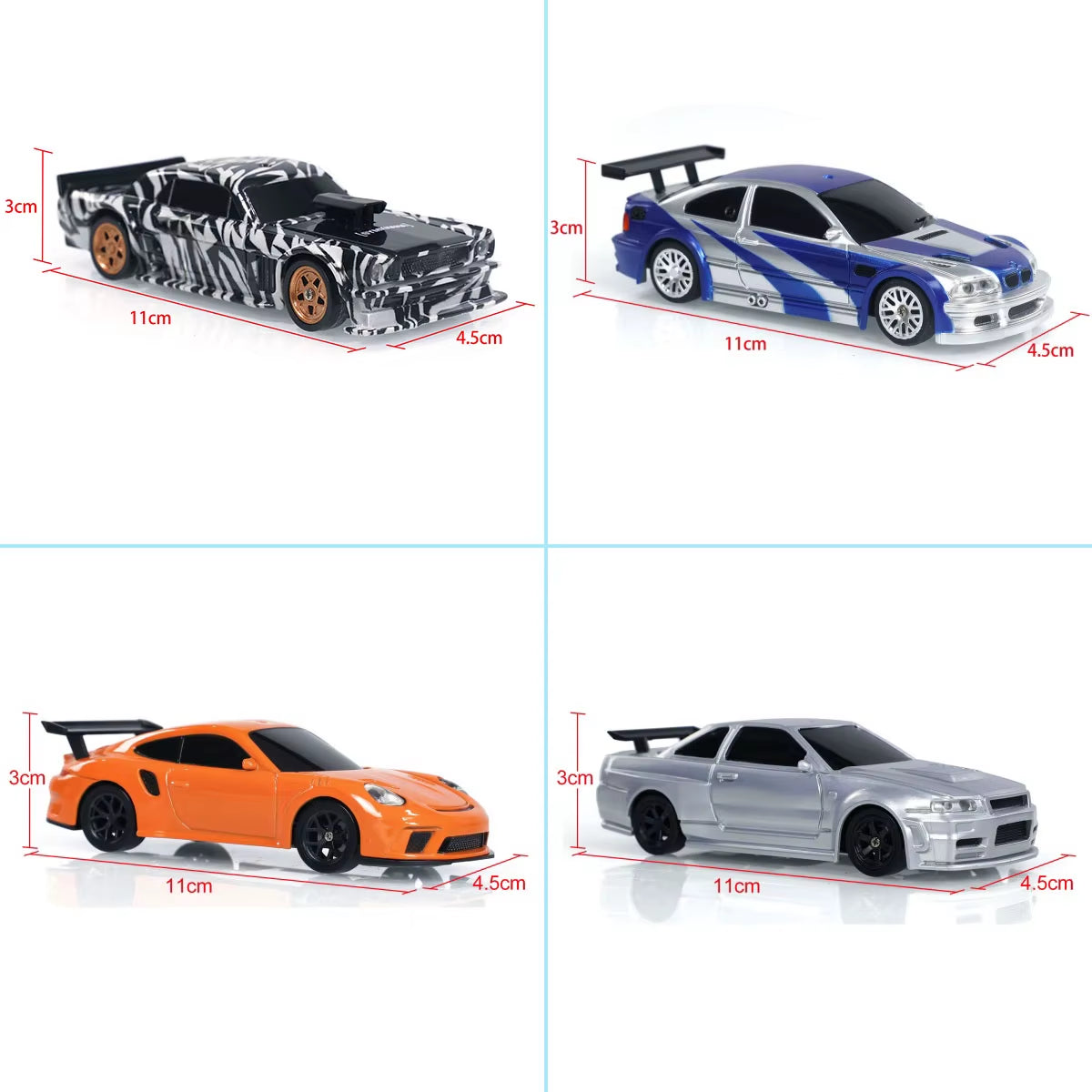 US Stock RC Drift Car 1/43 RTR Race 4WD Gyro Four-Wheel Drive Radio Control High Speed Model 2.4G Racing Drifting Cars Toy Model