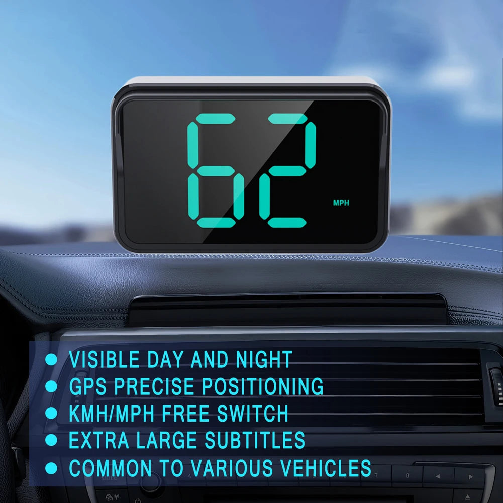 Universal Head-Up Display GPS Digital Speedometer for Cars and Trucks - Plug and Play Auto Accessory