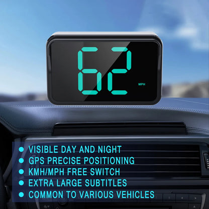 Universal Head-Up Display GPS Digital Speedometer for Cars and Trucks - Plug and Play Auto Accessory