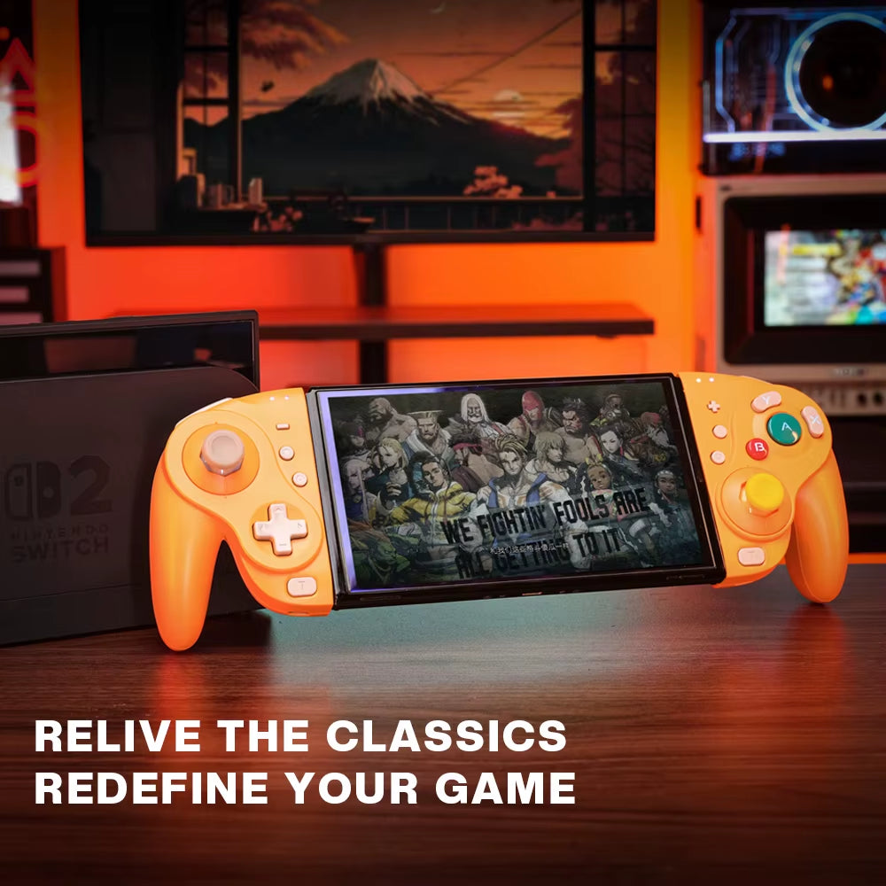NYXI Wizard  Joystick Wireless Game Controller Orange Gamepad with RGB Lights for Nintendo Switch PC Controller