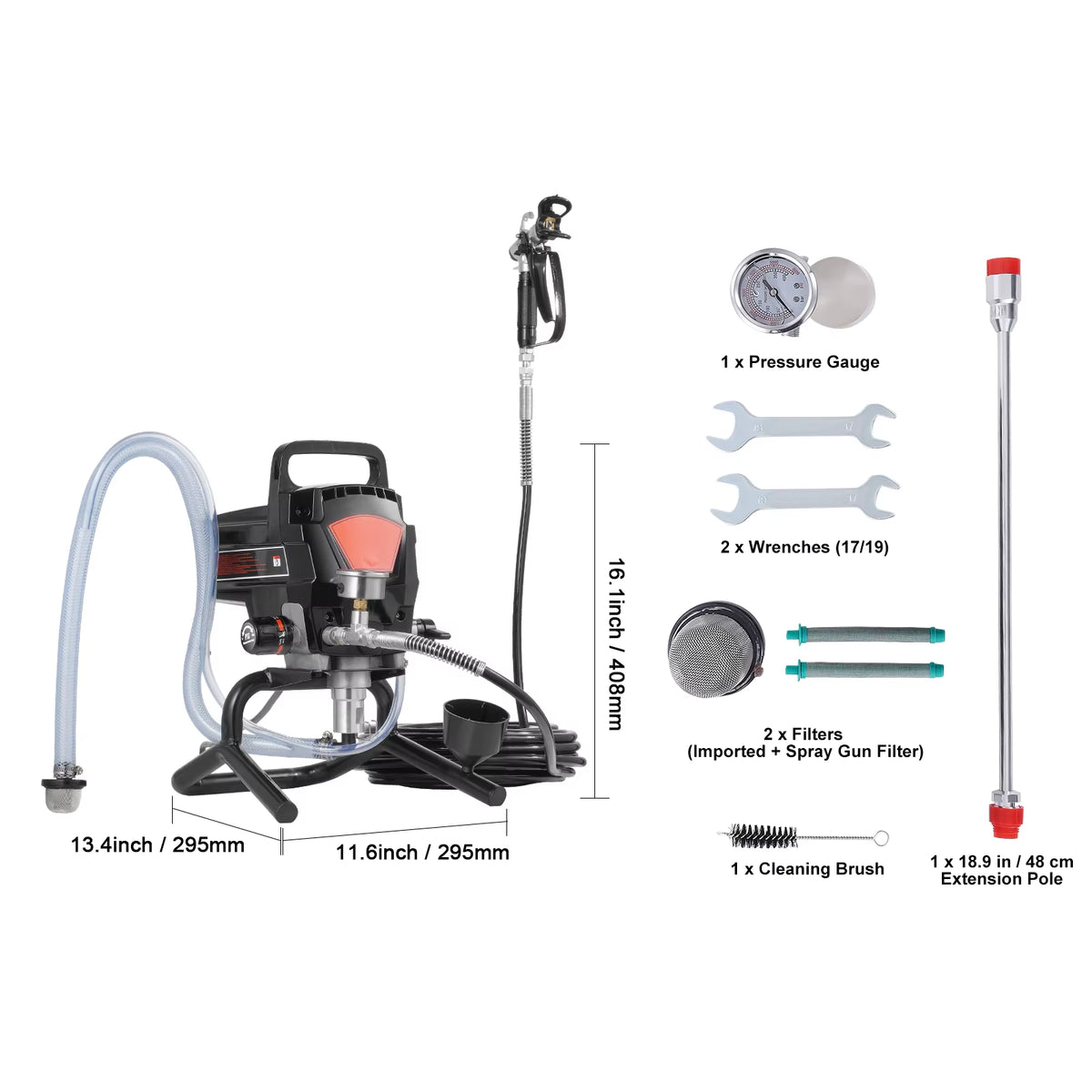 Succebuy High Efficiency 750W/950W Electric Airless Paint Sprayer - 3000PSI Handheld Solution for Home Interior Applications
