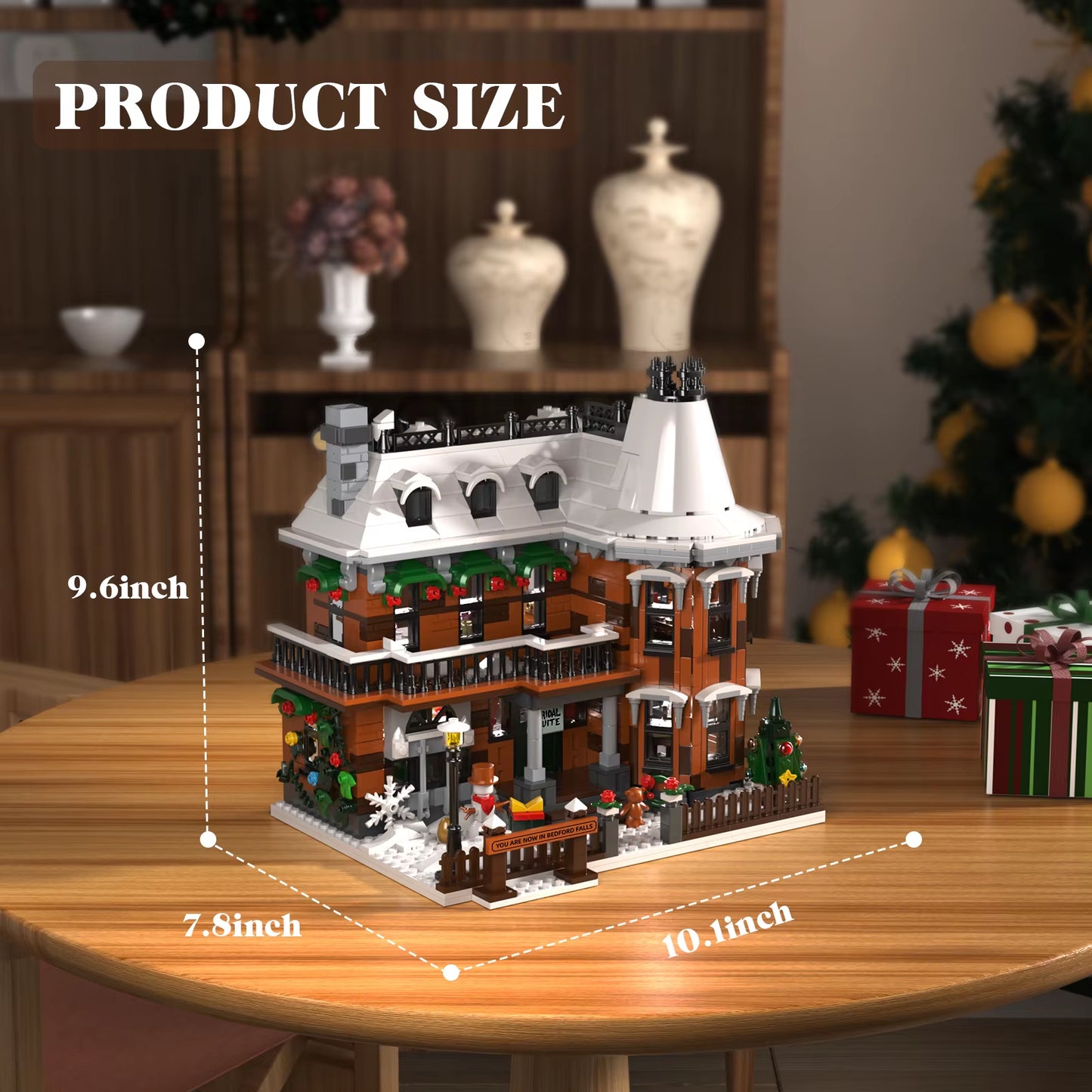Wonderfuled Life House Building Blocks Set Christmas Holiday Snow House Bricks Gifts for Friends Family(1549Pcs)