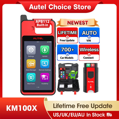 Autel MaxiIM KM100 KM100X Key Programming Tool with Lifetime Free IMMO and Key FOB Programming, OBD IMMO Key Learning, Compatible with IM508