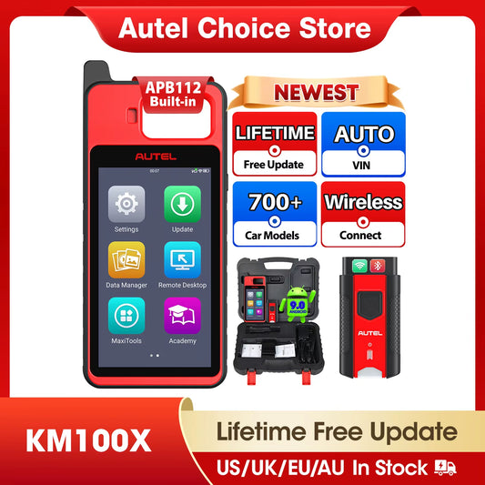 Autel MaxiIM KM100 KM100X Key Programming Tool with Lifetime Free IMMO and Key FOB Programming, OBD IMMO Key Learning, Compatible with IM508