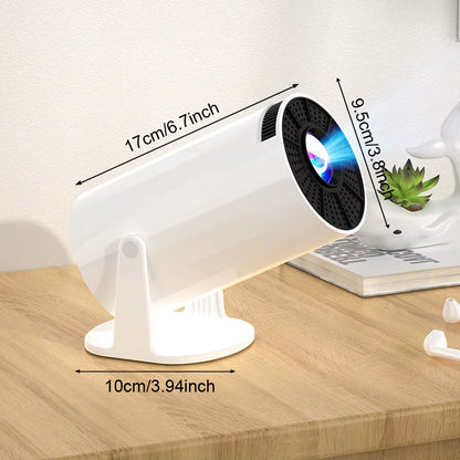 2025 New 4K Smart Android Projector - 180 ° Rotating Stand + Auto Keystone, Home/Office/Camping All-In-One - Wifi/Bluetooth Dual