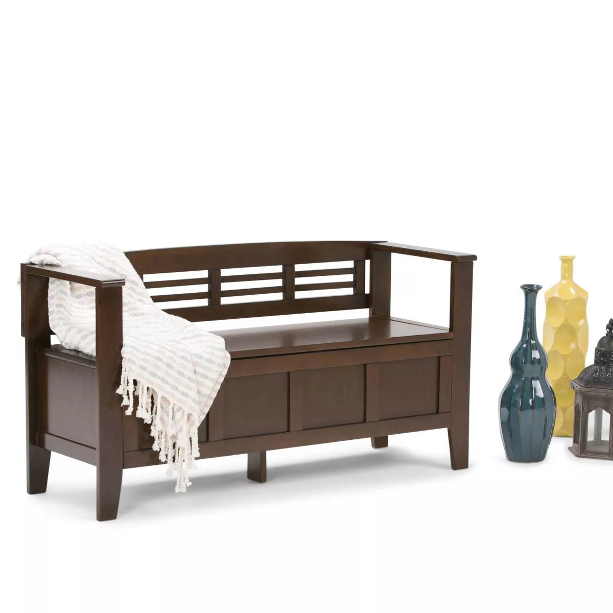 48" Chandler Solid Wood Entryway Storage Bench -  Rustic Medium Brown