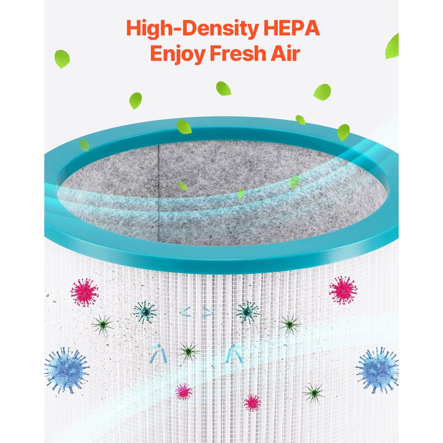 VEVOR Tower Fan Bladeless 15.4Ft/S Velocity Floor Blows Cold Air 80° Oscillating 8-Speed Fans 8E Control & Air Purification Mode