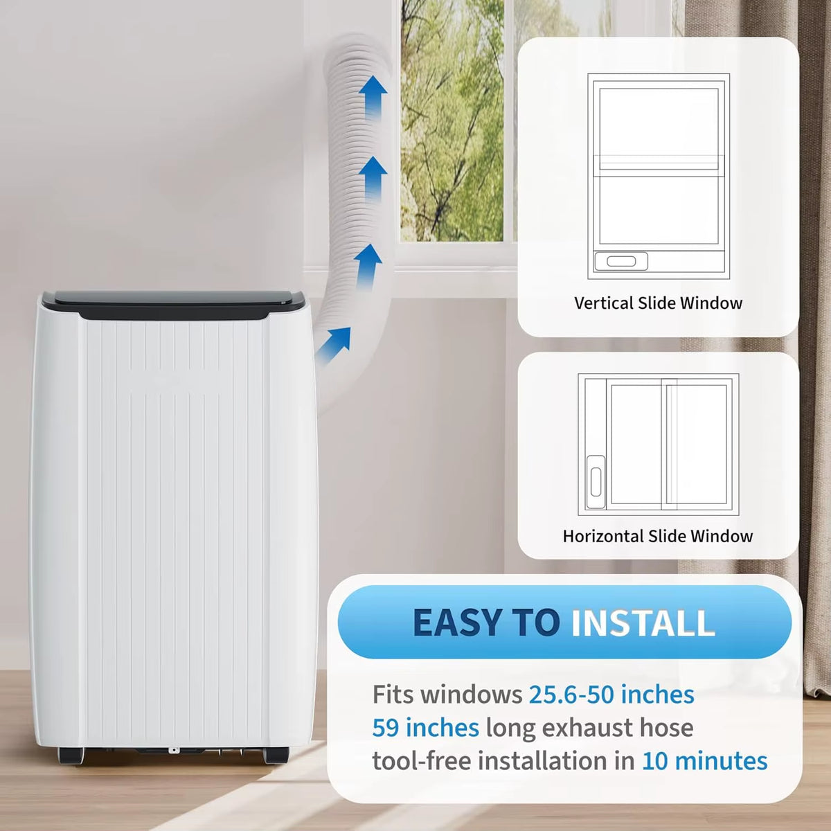 12000/14000 BTU Portable Air Conditioner, 3-In-1 AC Unit with Dehumidifier & Fan, Powerful Cooling for Large Rooms up to 550/700 Sq.Ft, Remote Control, White