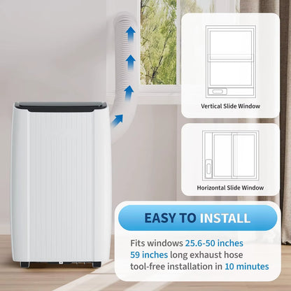 12000/14000 BTU Portable Air Conditioner, 3-In-1 AC Unit with Dehumidifier & Fan, Powerful Cooling for Large Rooms up to 550/700 Sq.Ft, Remote Control, White