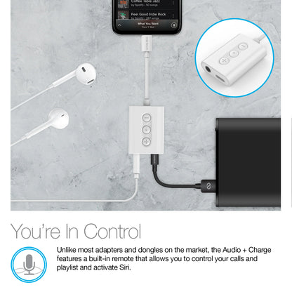 Naztech MFI Lightning to 3.5Mm Audio + Charging Adapter