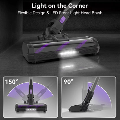 INSE S10 Cordless Vacuum Cleaner - 45Kpa Powerful 6-in-1 Stick Vacuum with Up to 50 Minutes Runtime and Rechargeable Battery for Carpets and Pet Hair