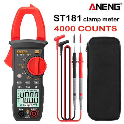 ST181 Digital Clamp Meter DC/AC Current 4000 Counts Multimeter Ammeter Voltage Tester Car Amp Hz Capacitance NCV Ohm Test
