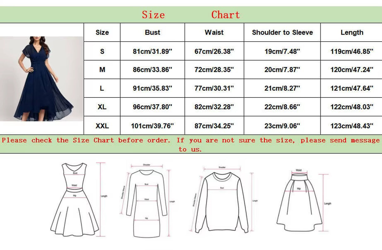 Womens Dresses Wedding Party Bridesmaid Elegant V Neck Chiffon Dress Slim High Waist Flutter Sheer Mesh Sleeve Long Dresses