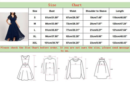 Womens Dresses Wedding Party Bridesmaid Elegant V Neck Chiffon Dress Slim High Waist Flutter Sheer Mesh Sleeve Long Dresses