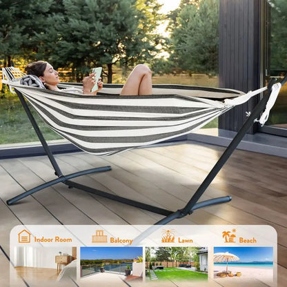Gyroor Adjustable Hammock Stand - 600 lb Capacity Stylish Hammock Bed with Storage Bag for Outdoor Relaxation