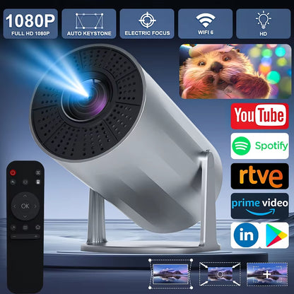 2025 New 4K Smart Android Projector - 180 ° Rotating Stand + Auto Keystone, Home/Office/Camping All-In-One - Wifi/Bluetooth Dual