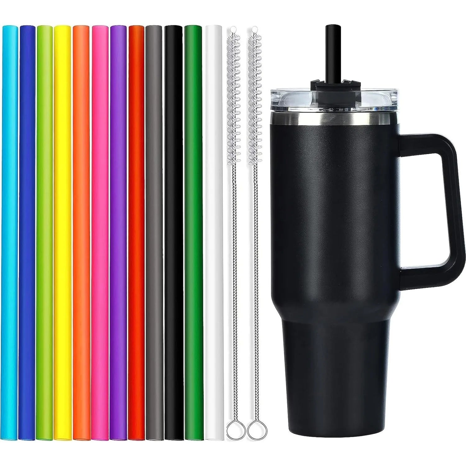 Set of 12 Long Color Replacement Straws for 40 Oz and 30 Oz Tumblers