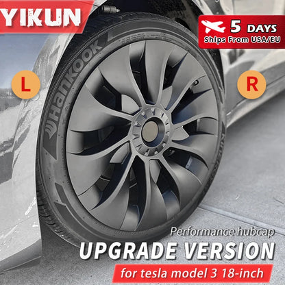 4-Piece Hub Cap Set for Tesla Model 3 - 18 Inch Wheel Cap Replacement and Full Rim Cover Accessories (2018-2023)
