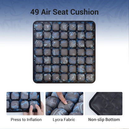 49-Cell Air Seat Cushion for Office, Home, and Outdoor Use with Transparent Matte-Finish Carry Bag