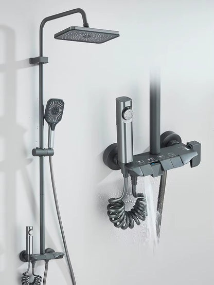 4-Way Piano Shower System with Rain Shower Bidet Faucet Hot Cold Water Mixer for Bathroom Shower Kit