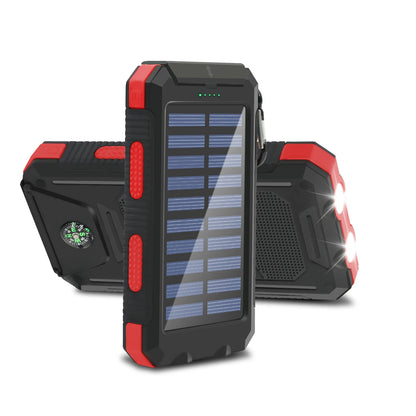 20,000mAh Solar Power Bank - High Capacity Portable Charger with Fast Charging, Built-In Li-Polymer Battery, and LED Light for iPhone and Samsung Devices