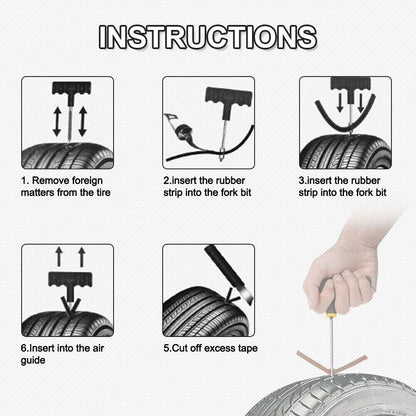 68Pc Tire Repair Kit DIY Flat Tire Repair Car Truck Motorcycle Home Plug Patch