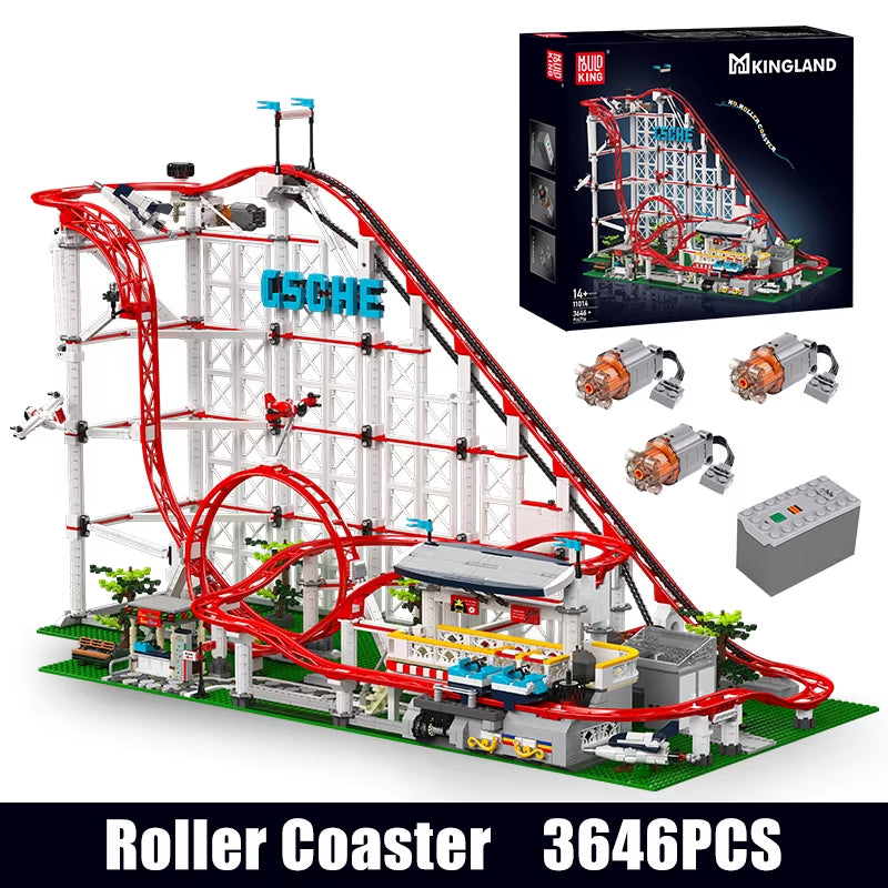 Mould King 11014 Motorized Roller Coaster Building Block Set - Technical Brick Toy for Kids - Ideal Christmas Gift