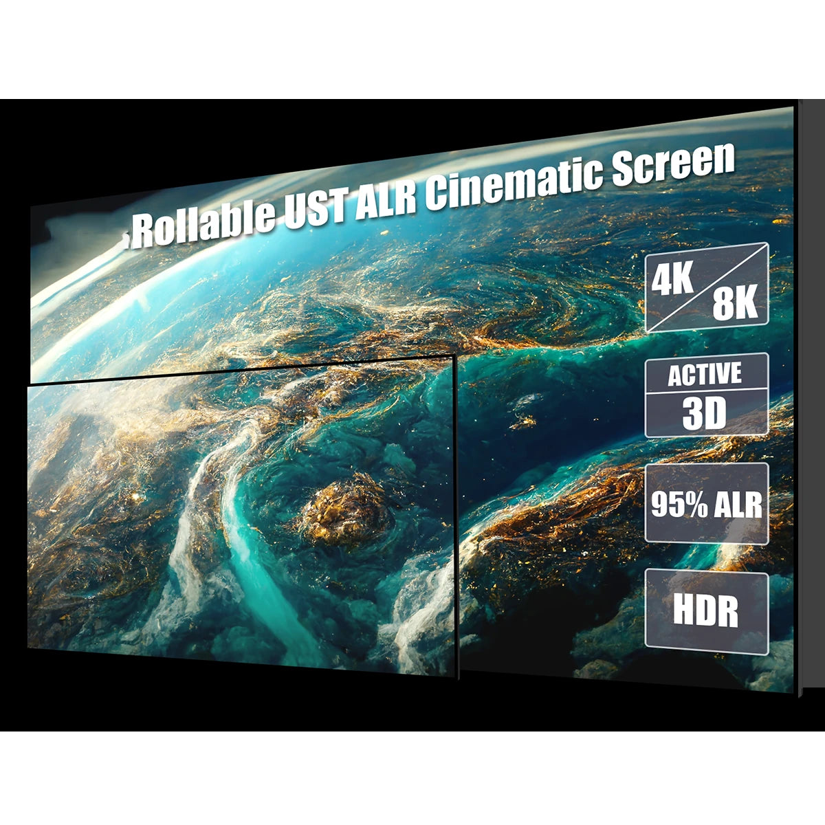 120Inch ALR Projector Cinematic Screen UST 16:9 170° Viewing Angle Ambient 95% Ceiling Light Giant Cinema Screen
